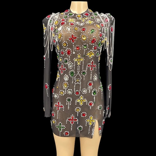 Isabella Royale Jewel Crystal Cascade Mini Dress