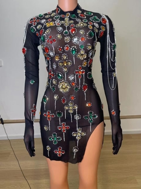 Isabella Royale Jewel Crystal Cascade Mini Dress