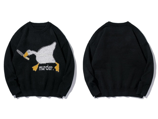 Murder Goose Pattern Knitted Sweater