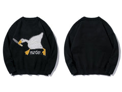 Murder Goose Pattern Knitted Sweater