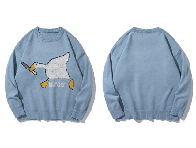 Murder Goose Pattern Knitted Sweater