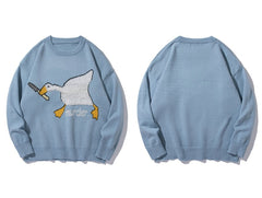 Murder Goose Pattern Knitted Sweater