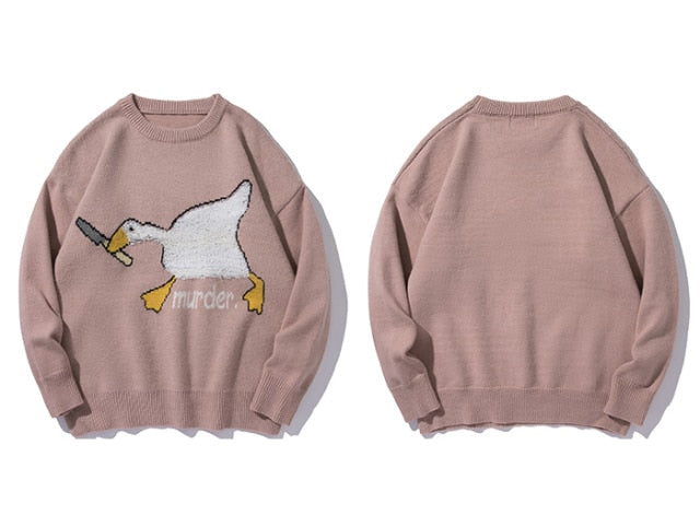 Murder Goose Pattern Knitted Sweater