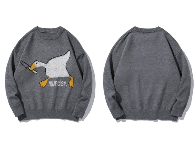 Murder Goose Pattern Knitted Sweater