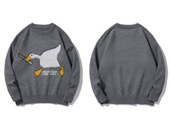 Murder Goose Pattern Knitted Sweater