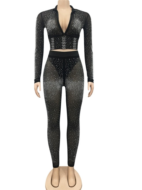 Luna Midnight Crystal Seduction Pants Set Two-Piece