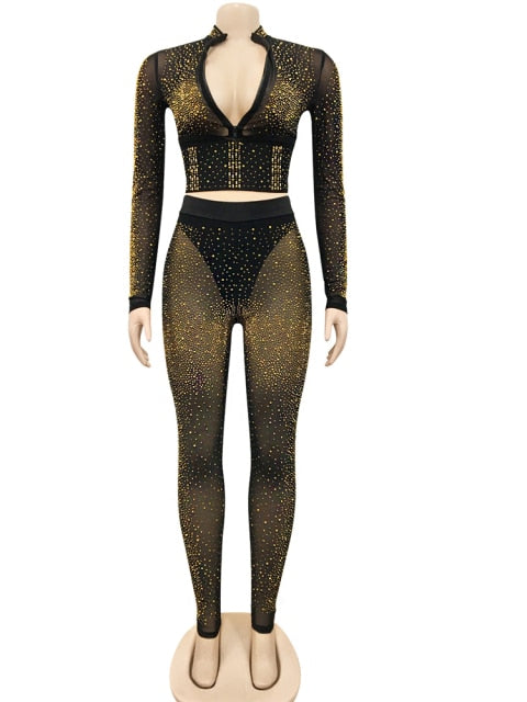Luna Midnight Crystal Seduction Pants Set Two-Piece