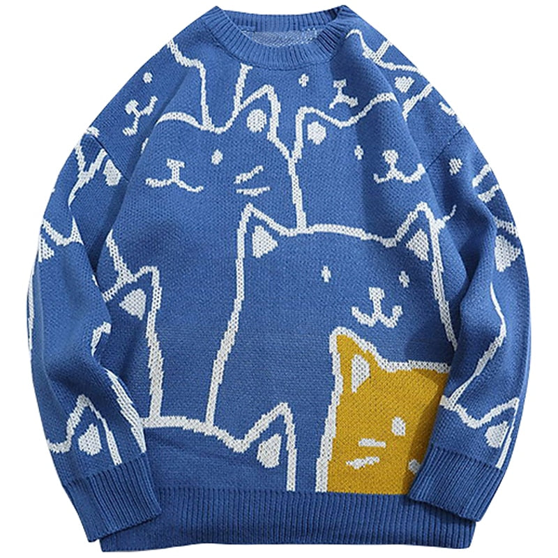 Japanese Harajuku Vintage Sweater Cats Main image