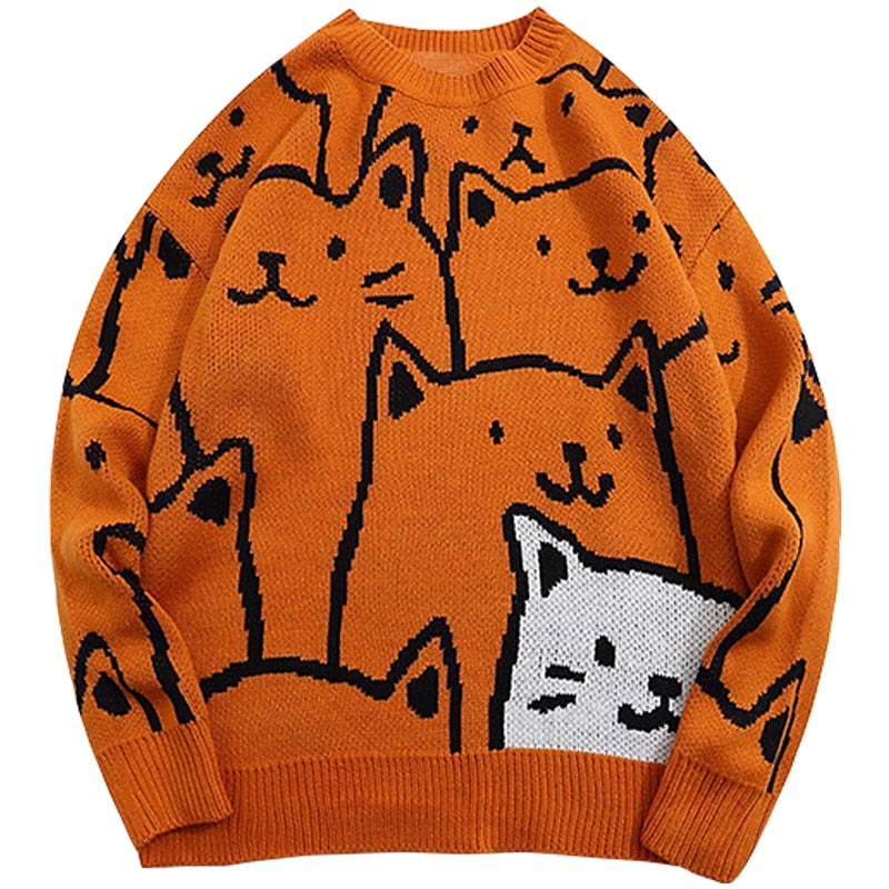 Japanese Harajuku Vintage Sweater Cats