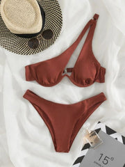 Rib Bikinis Women Push Up Swimsuit Two Piece