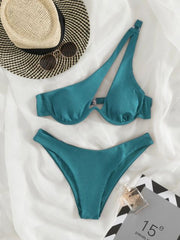 Rib Bikinis Women Push Up Swimsuit Two Piece