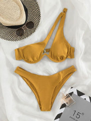 Rib Bikinis Women Push Up Swimsuit Two Piece