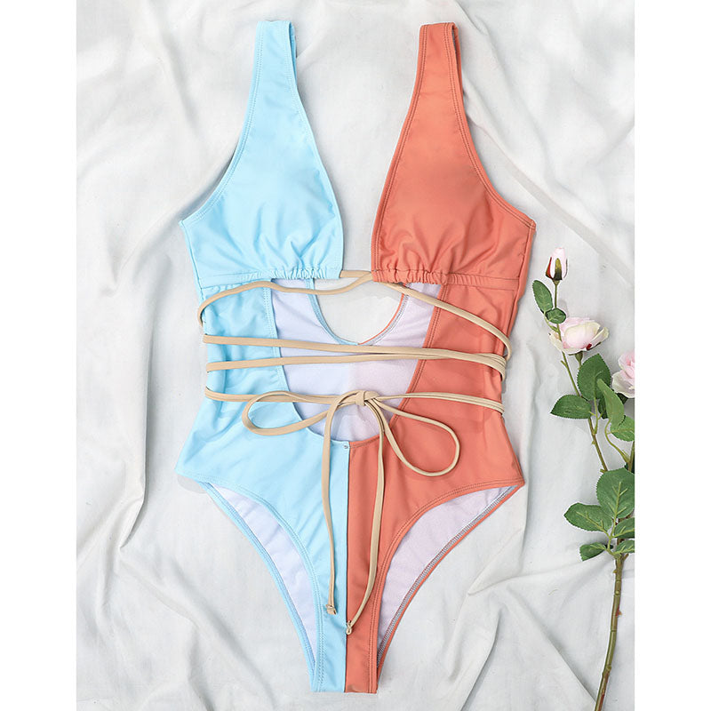 Plunging One Piece Swimsuit