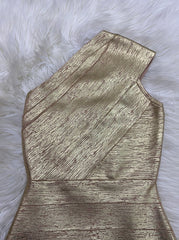 Gold Bandage Dress One Shoulder