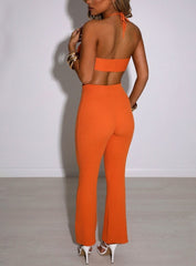 Ribbed Knit Two Piece Pants Set