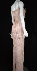 Pink Tassel Sleeveless Long Dress