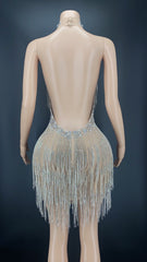 Silver Rhinestones Fringes dress