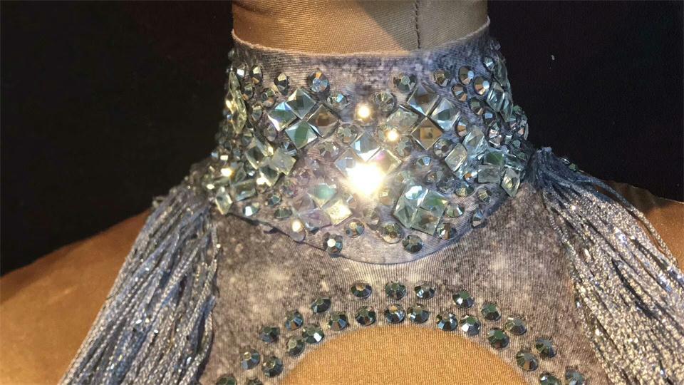 6 Colors Sparkly Rhinestones Tassel Leotard