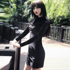 Velvet Vintage Chinese Style Bodycon mini Dress