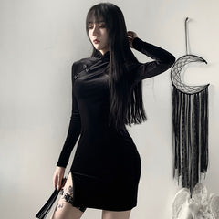 Velvet Vintage Chinese Style Bodycon mini Dress