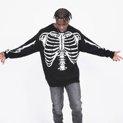 skeleton Knitted Sweater Cotton Pullover
