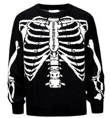 skeleton Knitted Sweater Cotton Pullover