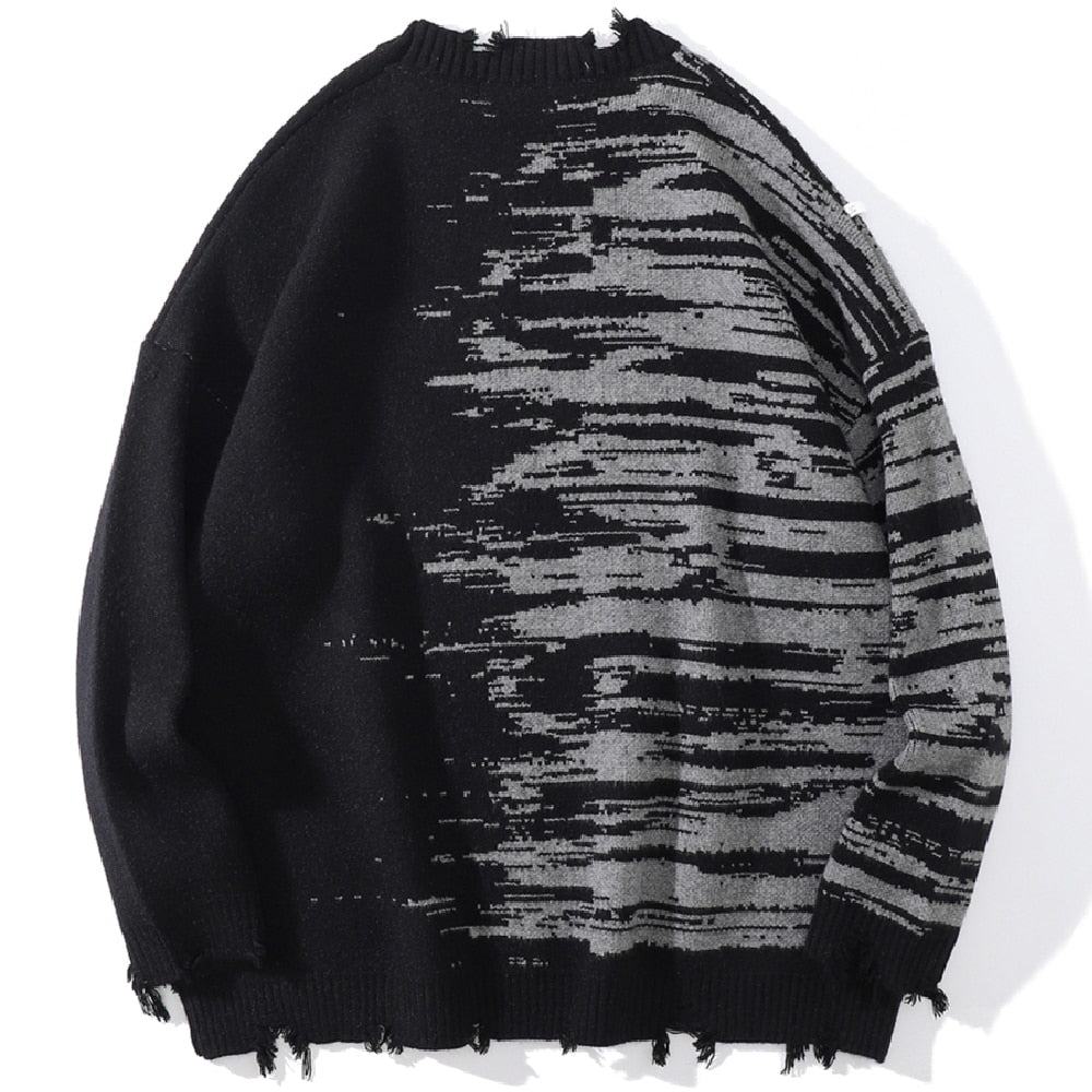 Harajuku Sweater Couples Retro Illusion Print Pullover