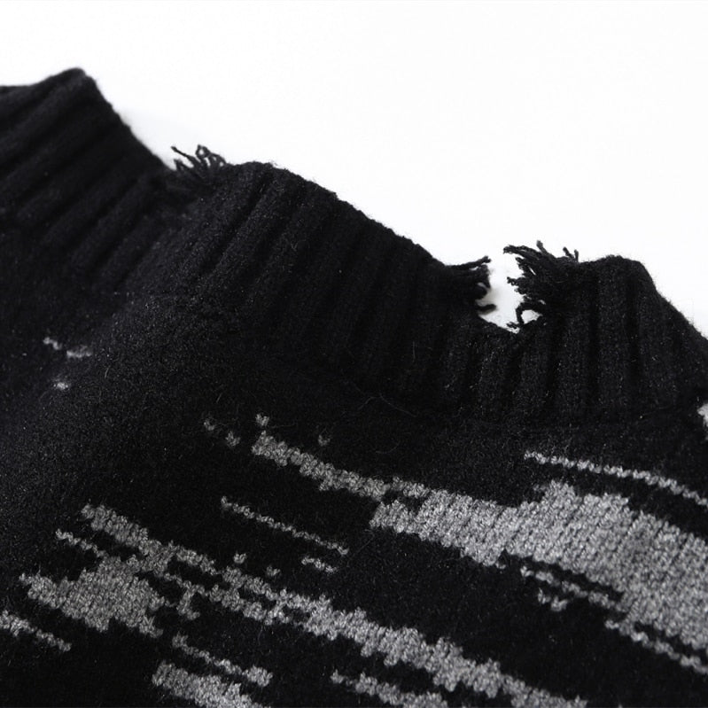 Harajuku Sweater Couples Retro Illusion Print Pullover