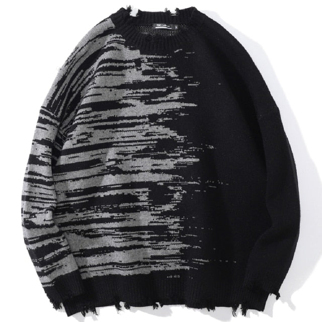 Harajuku Sweater Couples Retro Illusion Print Pullover