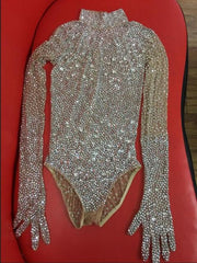 Full Silver Rhinestones Birthday Dress Sparkly Stones