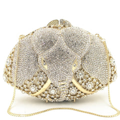 Luxury Crystal Silver elephant Clutch