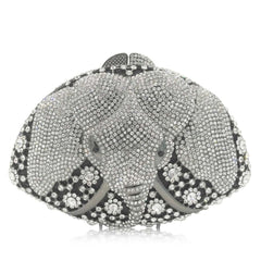 Luxury Crystal Silver elephant Clutch