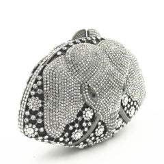 Luxury Crystal Silver elephant Clutch