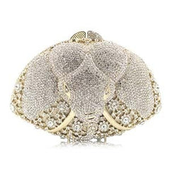 Luxury Crystal Silver elephant Clutch
