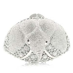 Luxury Crystal Silver elephant Clutch