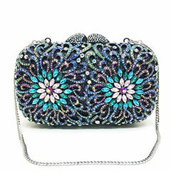 Clutch Bag With Floral Decorative Pattern Luxury Crystal
