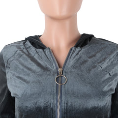 2 Piece Set Hooded Velvet Jumpsuit