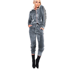 2 Piece Set Hooded Velvet Jumpsuit