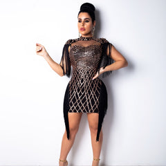 Tassel Cloak Sleeve Party Dress