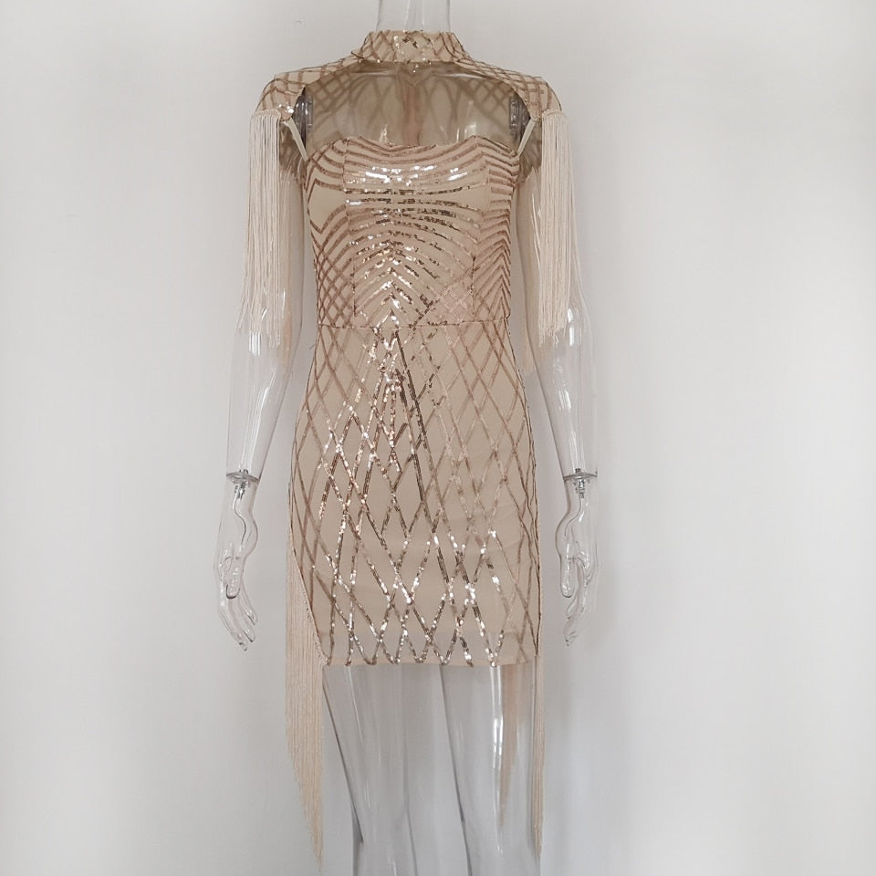 Tassel Cloak Sleeve Party Dress