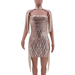 Tassel Cloak Sleeve Party Dress